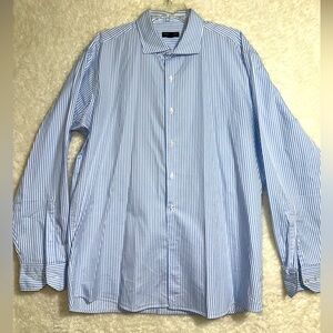 NWOT PETER MILLAR CROWN CRAFTED Men's Blue Striped Shirt. Size XL.